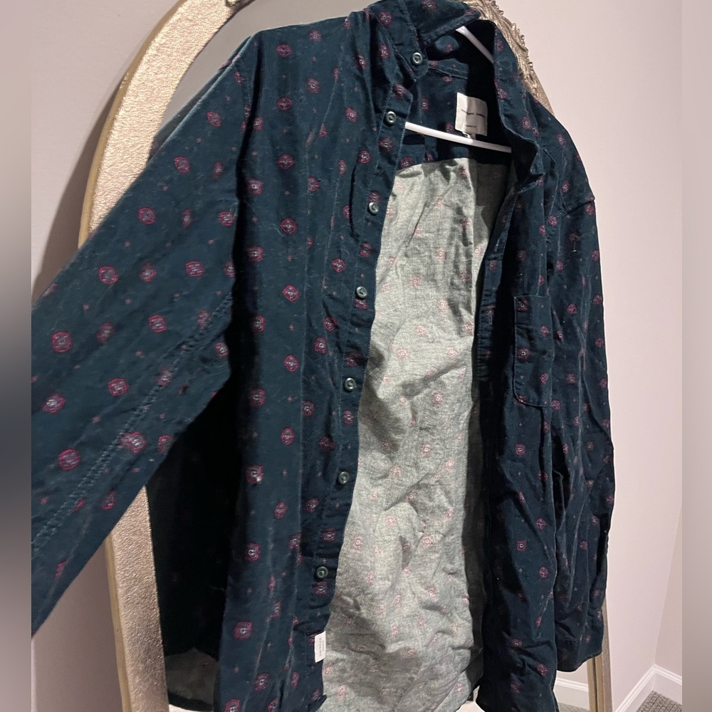 american eagle, velvet feel, button down shirt